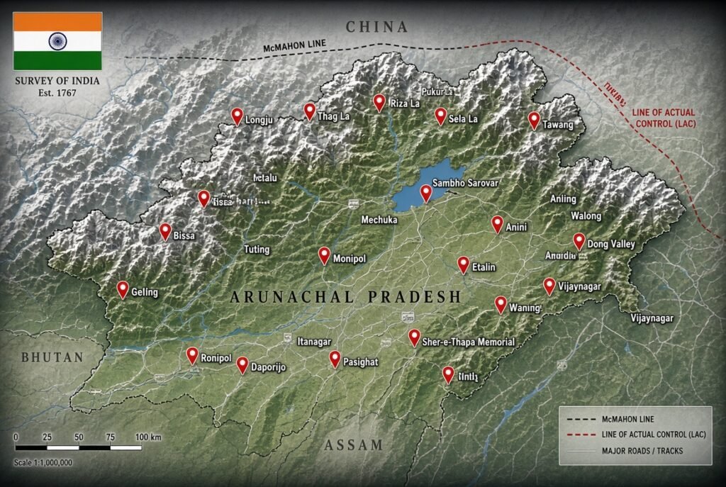 India Officially Maps 27 Strategic Sites in Arunachal Pradesh to Counter China’s Claims..